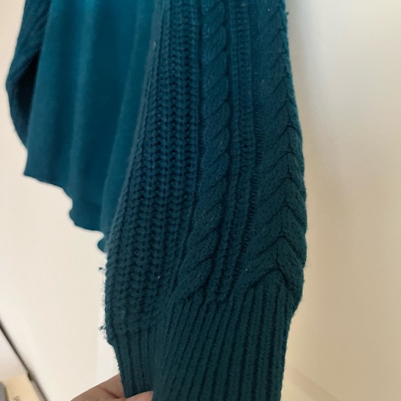 Teal sweater with knit sleeves - Picture 2 of 3